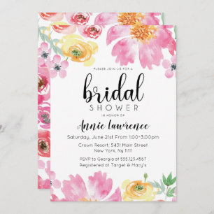 Vibrant Floral Bridal Shower Invitations