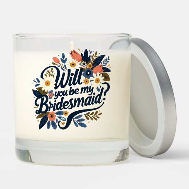 Vibrant Floral Bridesmaid Proposal  Scented Candle (Lid)