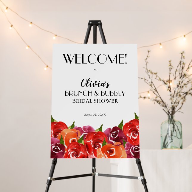 Vibrant Floral Collage Bridal Shower Welcome Foam Board (In Situ (Stand))