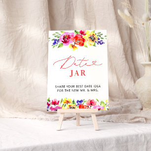 Vibrant Floral Date Jar Bridal Game Poster