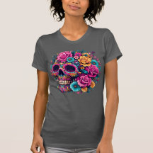 Vibrant Floral Day of the Dead Skull