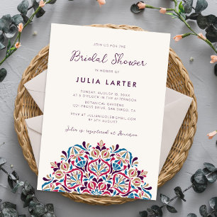 Vibrant Floral Delight Mandala Bridal Shower Invitation