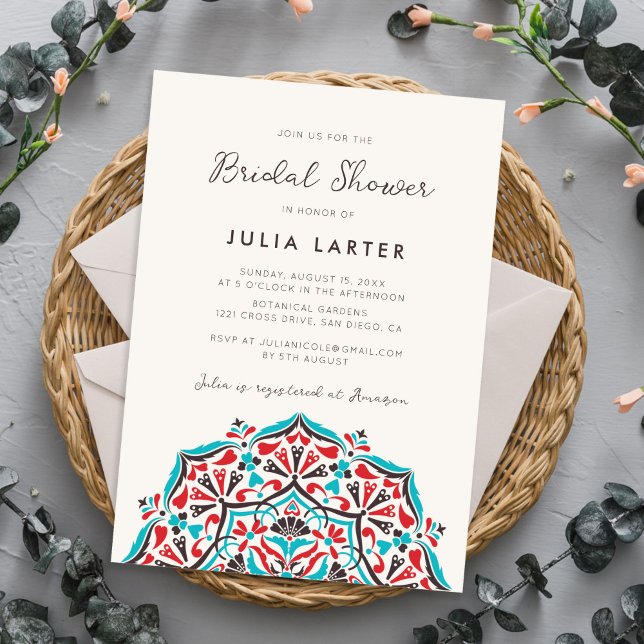 Vibrant Floral Delight Mandala Bridal Shower Invitation (Creator Uploaded)