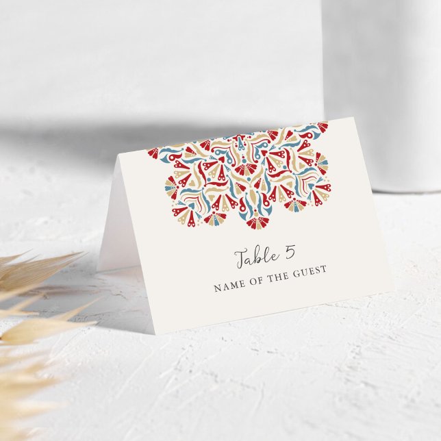 Vibrant Floral Delight Mandala Wedding Place Card  (Creator Uploaded)