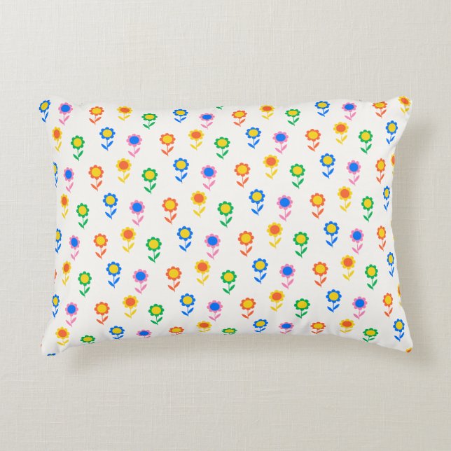 Vibrant Floral Design Accent Pillow (Front)