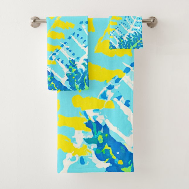 Vibrant Floral Design Bath Towel Set (Insitu)