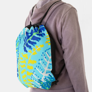 Vibrant Floral Design Drawstring Bag