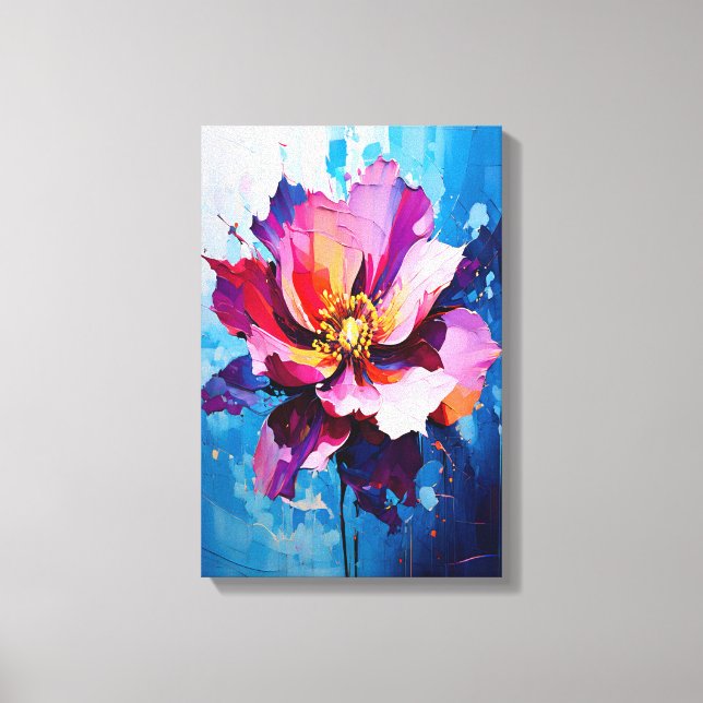 Vibrant Floral Explosion Abstract Flower Art Canvas Print (Front)