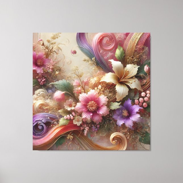 Vibrant Floral Extravaganza Canvas Art (Front)