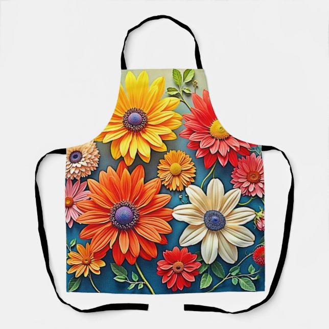 Vibrant Floral Fantasy Design Apron (Front)