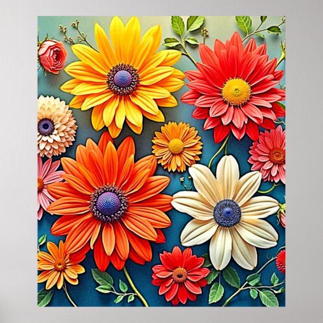 Vibrant Floral Fantasy Design Poster (Front)