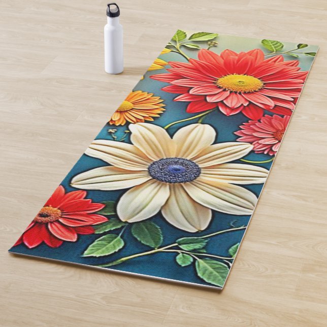 Vibrant Floral Fantasy Design Yoga Mat (In Situ)