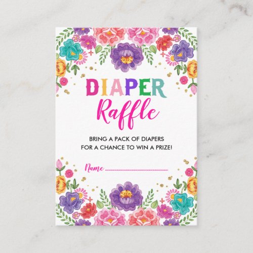 Vibrant Floral Fiesta Diaper Raffle Baby Shower Enclosure Card