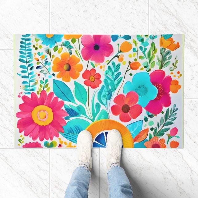 Vibrant Floral Fiesta Doormat (Indoor)