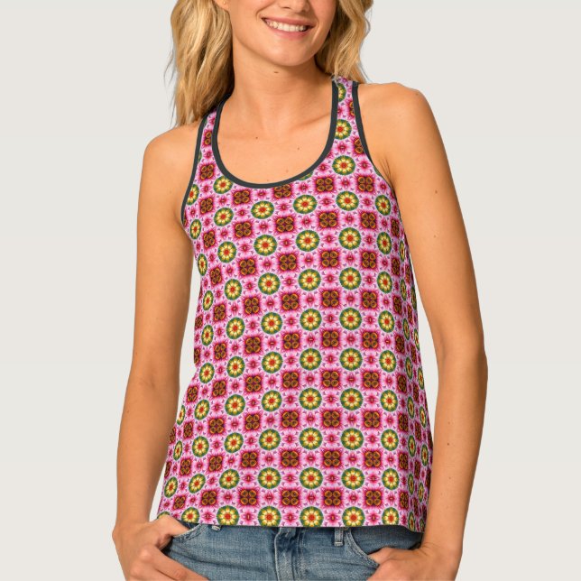 Vibrant Floral Fiesta Tank Top (Front)