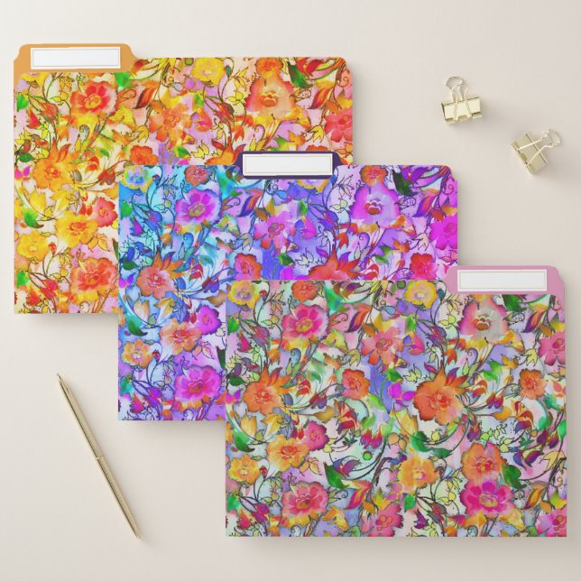 Vibrant floral file folder (Set)