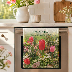 Vibrant Floral "Flourish in You Own Soil" Kitchen Towel