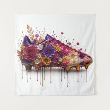 Vibrant Floral Football Boot Dripping Gold Purple