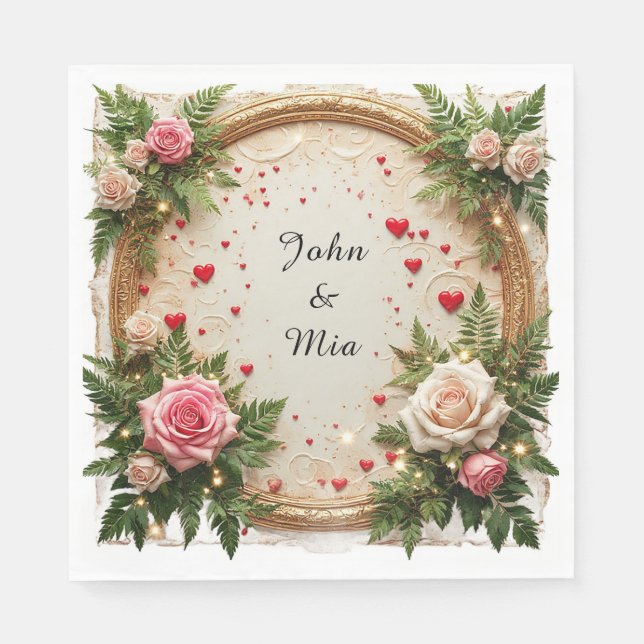 Vibrant Floral Frame Design Napkins (Front)