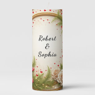 Vibrant Floral Frame Design Pillar Candle