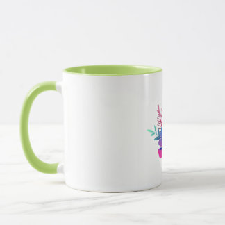 Vibrant Floral Garden Coffee Mug  Green Accents