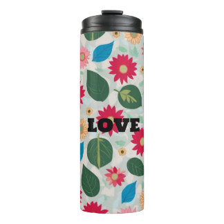 Vibrant Floral Garden Seamless Pattern - Cheerful Thermal Tumbler