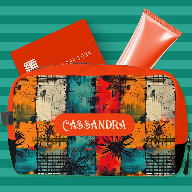 Vibrant Floral Grunge Multicolor Cosmetics Bag (Creator Uploaded)