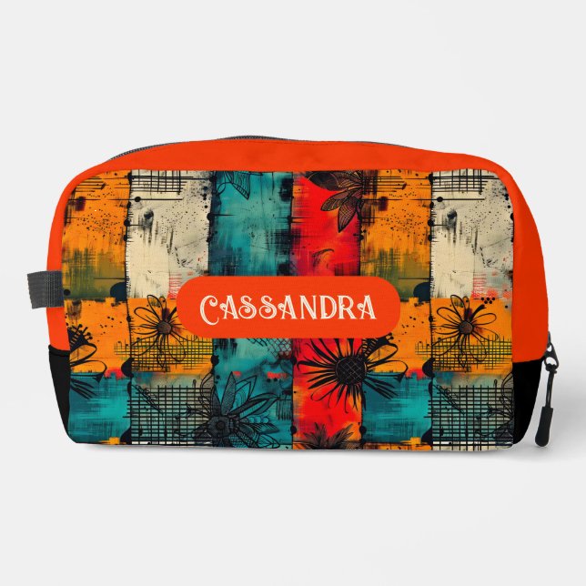 Vibrant Floral Grunge Multicolor Cosmetics Bag (Front)