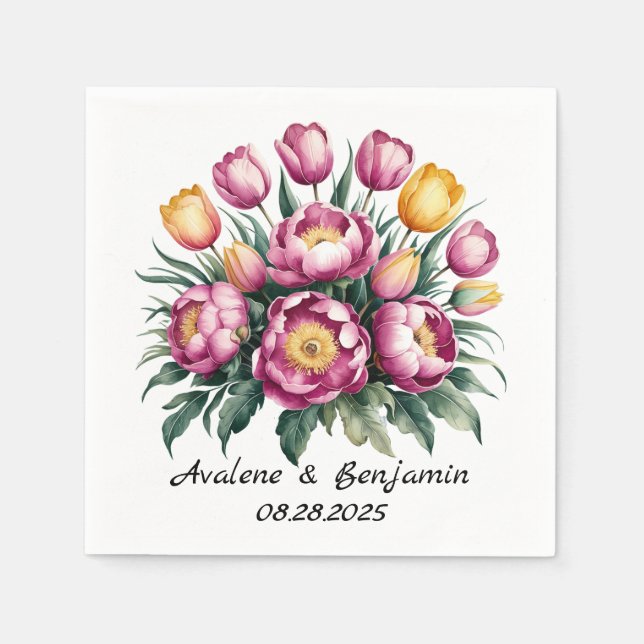 Vibrant Floral Harmony Wedding Napkins (Front)
