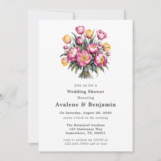 Vibrant Floral Harmony Wedding Shower Invitation (Front)