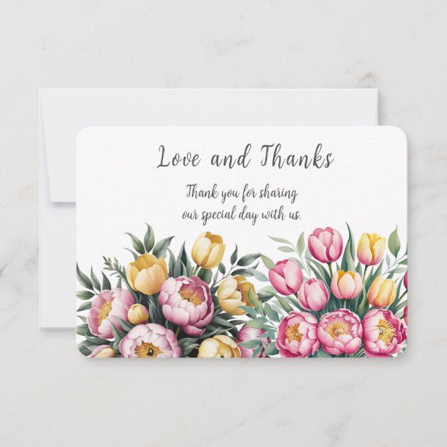 Vibrant Floral Harmony Wedding Thank You Card (Front)