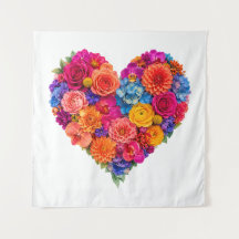 Vibrant Floral Heart Arrangement of Beautiful Art