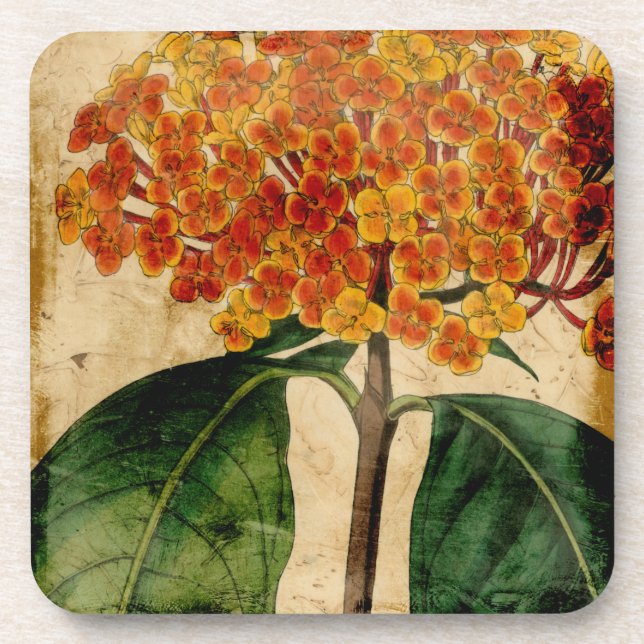 Vibrant Floral I Beverage Coaster (Front)