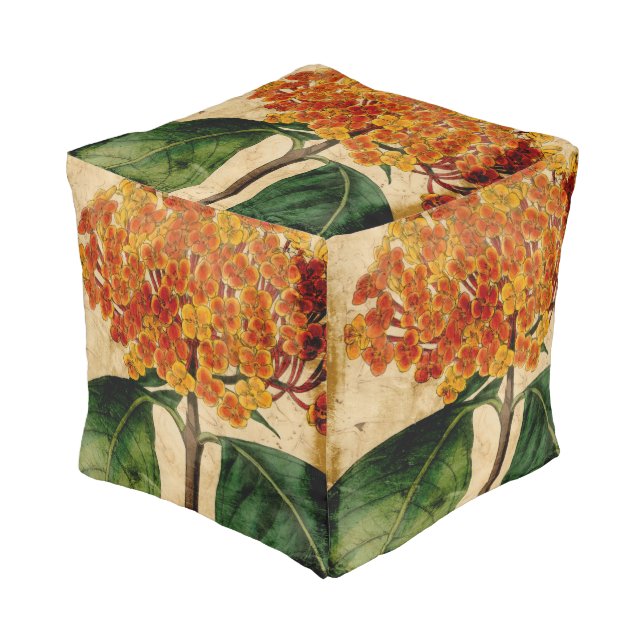 Vibrant Floral I Pouf (Angled Front)