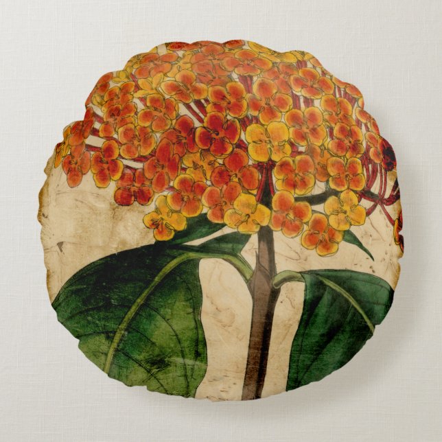 Vibrant Floral I Round Pillow (Front)