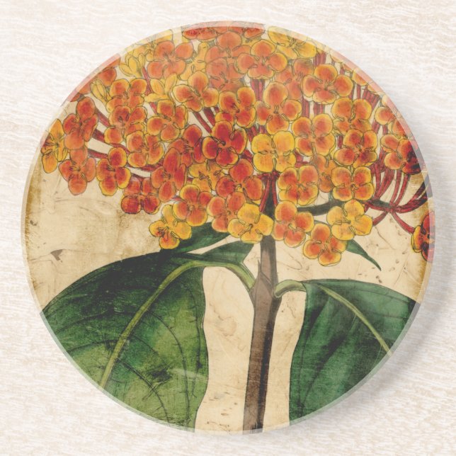 Vibrant Floral I Sandstone Coaster (Front)