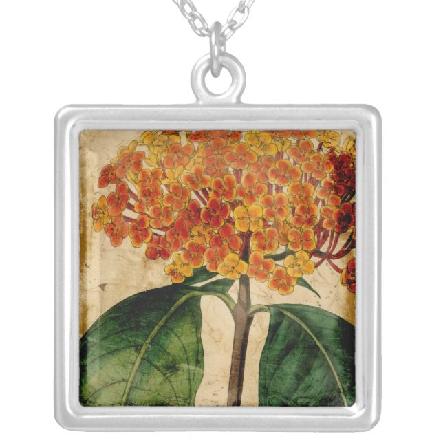 Vibrant Floral I Silver Plated Necklace (Front)