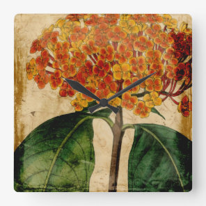 Vibrant Floral I Square Wall Clock