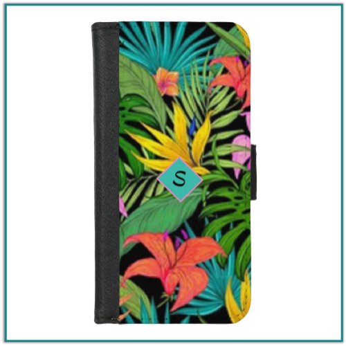 Vibrant Floral Jungle iPhone 87 Wallet Case
