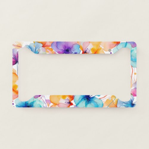 Vibrant Floral License Plate Frame