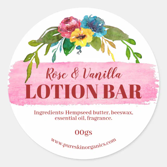 Vibrant Floral Lotion Bar Labels Zazzle
