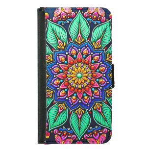 Vibrant Floral Mandala Art Samsung Galaxy S5 Wallet Case