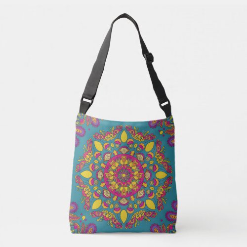 Vibrant Floral Mandala Crossbody Bag