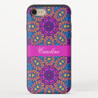 Vibrant Floral Mandala - Hot Pink Blue Orange iPhone 8/7 Slider Case