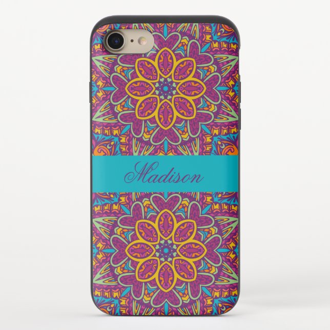 Vibrant Floral Mandala - Turquoise, Orange, Pink Uncommon iPhone Case (Back)