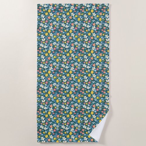 Vibrant Floral Medley Beach Towel