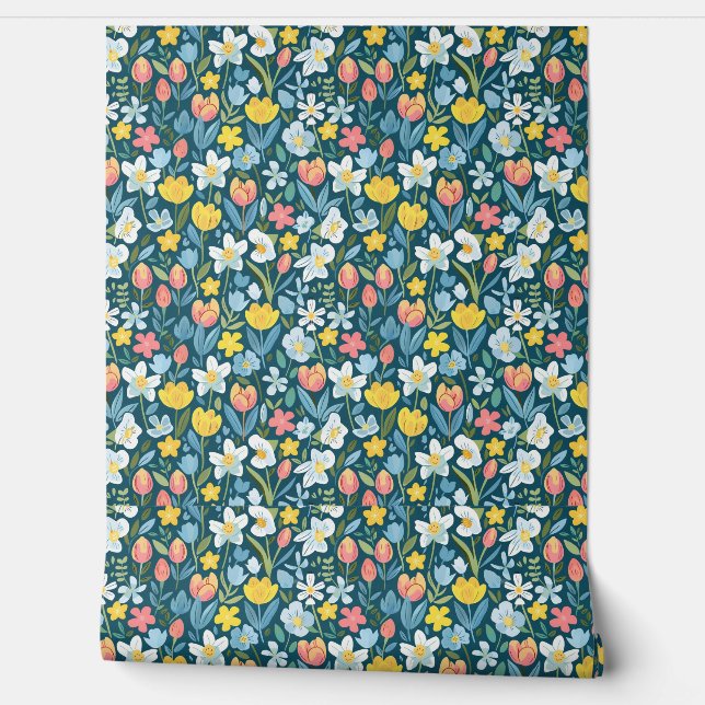 Vibrant Floral Medley Wallpaper (Unrolling)