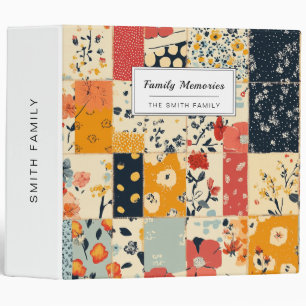 Vibrant Floral Patchwork Quilt in Warm Tones 3 Ring Binder