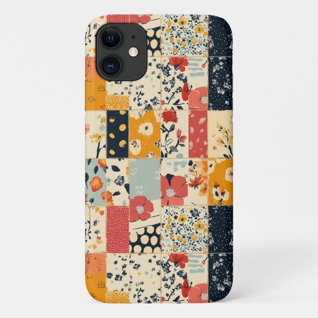 Vibrant Floral Patchwork Quilt in Warm Tones Case-Mate iPhone Case (Back)