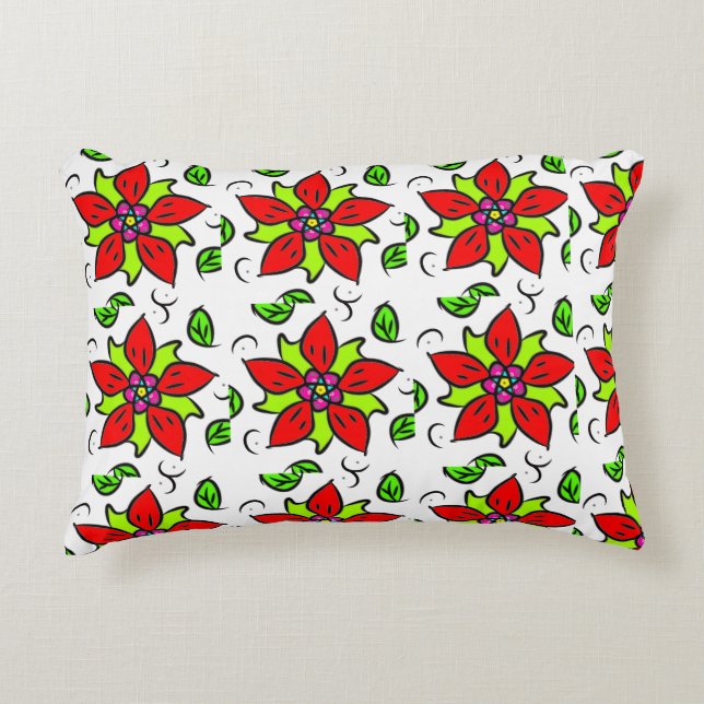 Vibrant Floral Pattern Accent Pillow (Front)